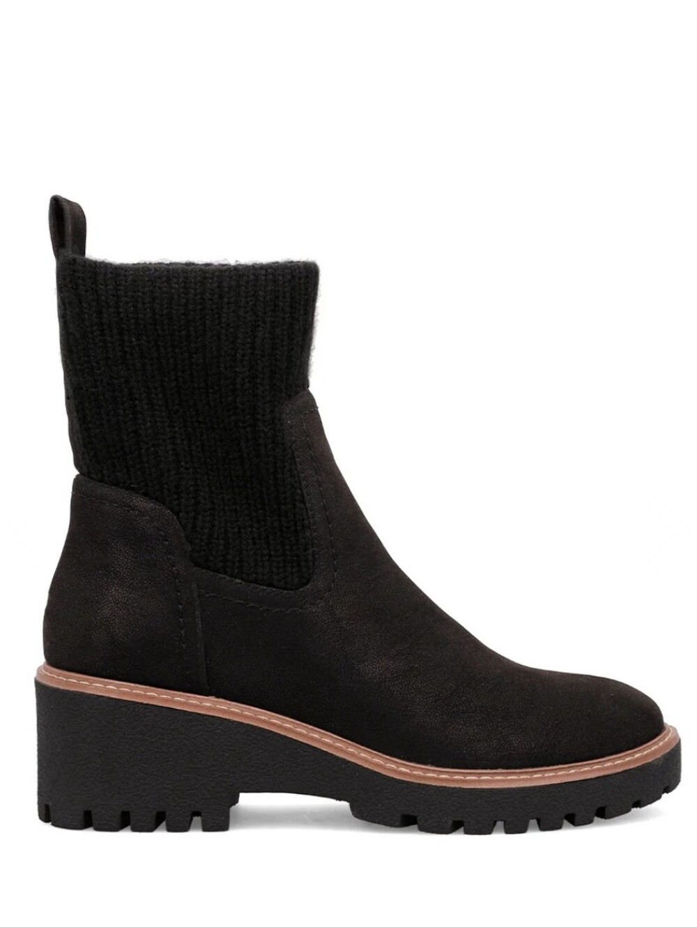NWOT Women's MIA Kara Black Suede Chelsea Boot with Knit Shaft - Picture 5 of 7